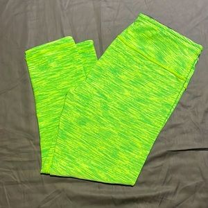 90 degree reversible capri leggings lime green
